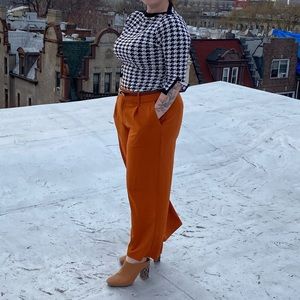 Rust Color Wide Leg Trousers